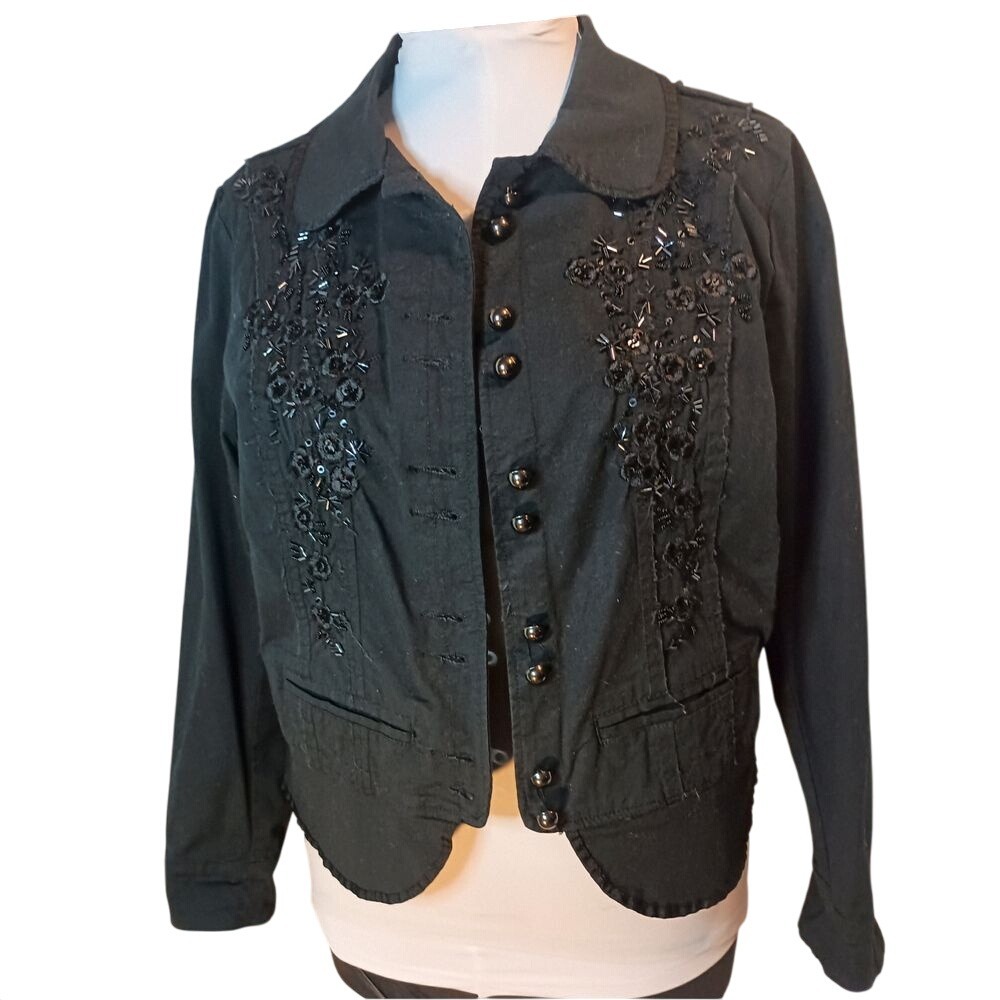 Venezia‎ beaded black coat SKUW104